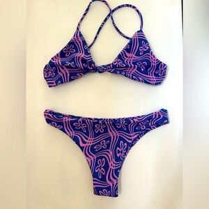 Skatie Pink and Blue Patterned Bikini
Hermosa top 
Dylan bottom